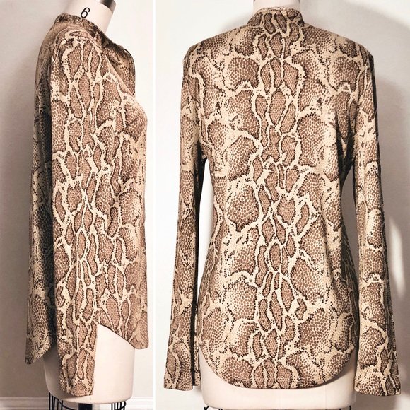 Chloe Python Print Viscose Jersey Zip-Front Top - Picture 5 of 8